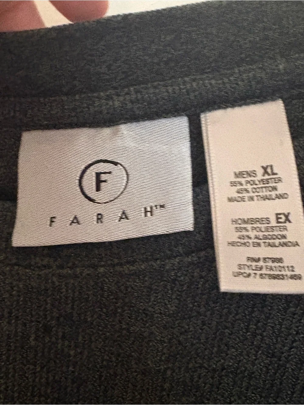 Farah Men’s Charcoal Heather Long Sleeve Thermal Knit Shirt | XL